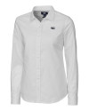 Jackson State Tigers Cutter & Buck Stretch Oxford Womens Long Sleeve Dress Shirt White Mannequin Thumbnail Image