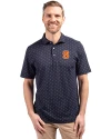Syracuse Orange Cutter & Buck Virtue Eco Pique Tile Print Recycled Mens Polo Navy Blue Front Thumbnail Image