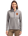 Syracuse Orange Cutter & Buck Adapt Eco Knit Stretch Recycled Womens Half Zip Pullover Polished Medium Gray Front Thumbnail Image