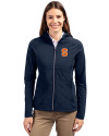 Syracuse Orange Cutter & Buck Adapt Eco Knit Hybrid Recycled Womens Full Zip Jacket Navy Blue Front Thumbnail Image