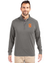 Syracuse Orange Cutter & Buck Adapt Eco Knit Stretch Recycled Mens Quarter Zip Pullover Elemental Grey Front Thumbnail Image