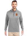 Syracuse Orange Cutter & Buck Adapt Eco Knit Stretch Recycled Mens Quarter Zip Pullover Polished Medium Gray Front Thumbnail Image