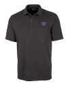 Washington Huskies Cutter & Buck Advantage Tri-Blend Jersey Mens Big and Tall Pocket Polo Black Heather Mannequin Thumbnail Image