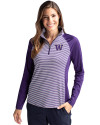 Washington Huskies Cutter & Buck Forge Tonal Stripe Stretch Half Zip Womens Top College Purple Front Thumbnail Image