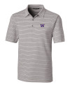 Washington Huskies Cutter & Buck Forge Epic Confidence Recycled Heathered Stripe Stretch Mens Polo Polished Medium Gray Mannequin Thumbnail Image