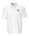 Washington Huskies Cutter & Buck Epic Easy Care Nailshead Mens Big and Tall Short Sleeve Dress Shirt White Mannequin Thumbnail Image