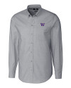 Washington Huskies Cutter & Buck Stretch Oxford Mens Long Sleeve Dress Shirt Charcoal Mannequin Thumbnail Image
