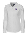 Washington Huskies Cutter & Buck Stretch Oxford Womens Long Sleeve Dress Shirt White Mannequin Thumbnail Image
