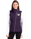 Washington Huskies Cutter & Buck Mainsail Sweater Knit Womens Asymmetrical Vest College Purple Heather Front Thumbnail Image