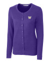 Washington Huskies Cutter & Buck Womens Lakemont Cardigan Sweater College Purple Mannequin Thumbnail Image
