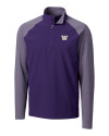 Washington Huskies Cutter & Buck Response Lightweight Hybrid Quarter Zip Mens Pullover Windbreaker College Purple Mannequin Thumbnail Image