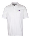 Washington Huskies Cutter & Buck Advantage Tri-Blend Jersey Mens Pocket Polo White Mannequin Thumbnail Image