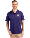Washington Huskies Cutter & Buck Prospect Eco Textured Stretch Recycled Mens Short Sleeve Polo College Purple Front Thumbnail Image