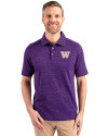 Washington Huskies Cutter & Buck Advantage Tri-Blend Space Dye Mens Polo Dark College Purple Front Thumbnail Image