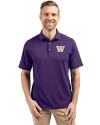 Washington Huskies Cutter & Buck Virtue Eco Pique Recycled Mens Big and Tall Polo College Purple Front Thumbnail Image