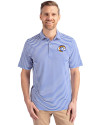 Los Angeles Rams Cutter & Buck Virtue Eco Pique Stripe Recycled Mens Polo Chelan Blue Front Thumbnail Image