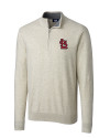 St. Louis Cardinals- Cutter & Buck Lakemont Tri-Blend Mens Quarter Zip Pullover Sweater Oatmeal Heather Mannequin Thumbnail Image