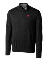 Cincinnati Reds Cutter & Buck Lakemont Tri-Blend Mens Quarter Zip Pullover Sweater Black Mannequin Thumbnail Image