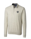 Las Vegas Raiders Cutter & Buck Lakemont Tri-Blend Mens Quarter Zip Pullover Sweater Oatmeal Heather Mannequin Thumbnail Image
