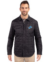 Detroit Lions Cutter & Buck Rainier PrimaLoft® Mens Big and Tall Eco Insulated Quilted Shirt Jacket Black Front Thumbnail Image