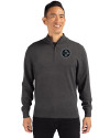 Pittsburgh Steelers Cutter & Buck Lakemont Tri-Blend Mens Big and Tall Quarter Zip Pullover Sweater Charcoal Heather Front Thumbnail Image