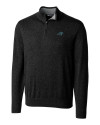 Carolina Panthers Cutter & Buck Lakemont Tri-Blend Mens Big and Tall Quarter Zip Pullover Sweater Black Mannequin Thumbnail Image