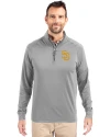San Diego Padres Cutter & Buck Adapt Eco Knit Stretch Recycled Mens Big and Tall Quarter Zip Pullover Polished Medium Gray Front Thumbnail Image