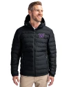 Washington Huskies Cutter & Buck Mission Ridge Repreve® Eco Insulated Mens Puffer Jacket Black Front Thumbnail Image