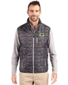 Green Bay Packers Cutter & Buck Rainier PrimaLoft® Mens Eco Insulated Full Zip Printed Puffer Vest Black Front Thumbnail Image