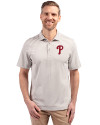 Philadelphia Phillies Cutter & Buck Virtue Eco Pique Stripe Recycled Mens Big and Tall Polo Polished Medium Gray Front Thumbnail Image