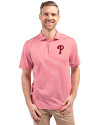 Philadelphia Phillies Cutter & Buck Virtue Eco Pique Stripe Recycled Mens Big and Tall Polo Red Front Thumbnail Image