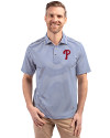 Philadelphia Phillies Cutter & Buck Virtue Eco Pique Stripe Recycled Mens Big and Tall Polo Tour Blue Front Thumbnail Image