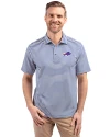 Buffalo Bills Cutter & Buck Virtue Recycled Stripe Featherlight Pique Mens Big & Tall Polo Tour Blue Front Thumbnail Image