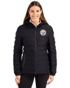 Pittsburgh Steelers Cutter & Buck Mission Ridge Repreve® Eco Insulated Womens Puffer Jacket Black Front Thumbnail Image