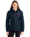 View image 4: Los Angeles Angels Cutter & Buck Mission Ridge Repreve® Recycled Insulated Puffer Womens Full Zip Jacket Navy Blue Front
