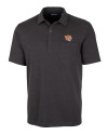 Bethune-Cookman Wildcats Cutter & Buck Advantage Tri-Blend Jersey Mens Pocket Polo Black Heather Mannequin Thumbnail Image