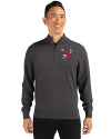 Eastern Washington Eagles Cutter & Buck Lakemont Tri-Blend Mens Quarter Zip Pullover Sweater Charcoal Heather Front Thumbnail Image