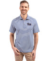 Pitt Panthers Cutter & Buck Virtue Eco Pique Stripe Recycled Mens Big and Tall Polo Tour Blue Front Thumbnail Image