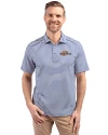 Pepperdine Waves Cutter & Buck Virtue Eco Pique Stripe Recycled Mens Big and Tall Polo Tour Blue Front Thumbnail Image