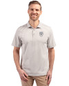 Emory Eagles Cutter & Buck Virtue Eco Pique Stripe Recycled Mens Big and Tall Polo Polished Medium Gray Front Thumbnail Image