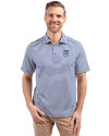 Emory Eagles Cutter & Buck Virtue Eco Pique Stripe Recycled Mens Big and Tall Polo Tour Blue Front Thumbnail Image