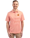 Clemson Tigers Cutter & Buck Virtue Eco Pique Stripe Recycled Mens Big and Tall Polo College Orange Front Thumbnail Image