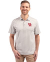 Houston Cougars Cutter & Buck Virtue Eco Pique Stripe Recycled Mens Big and Tall Polo Polished Medium Gray Front Thumbnail Image