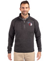 Cleveland Guardians Cutter & Buck Mainsail Sweater-Knit Mens Half Zip Pullover Jacket Charcoal Heather Front Thumbnail Image