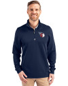 Cleveland Guardians Cutter & Buck Traverse Stretch Eco Quarter Zip Mens Pullover Liberty Navy Front Thumbnail Image