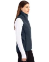 Cleveland Guardians Cutter & Buck Mainsail Sweater Knit Womens Asymmetrical Vest Liberty Navy Heather Side Thumbnail Image