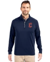 Cleveland Guardians - Cutter & Buck Adapt Eco Knit Stretch Recycled Mens Big and Tall Quarter Zip Pullover Navy Blue Front Thumbnail Image