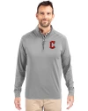 Cleveland Guardians - Cutter & Buck Adapt Eco Knit Stretch Recycled Mens Big and Tall Quarter Zip Pullover Polished Medium Gray Front Thumbnail Image
