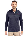 Cleveland Guardians - Cutter & Buck Traverse Stretch Eco Stripe Quarter Zip Mens Pullover Liberty Navy Front Thumbnail Image