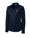 Cleveland Guardians - Cutter & Buck Epic Easy Care Fine Twill Womens Long Sleeve Dress Shirt Navy Blue Mannequin Thumbnail Image
